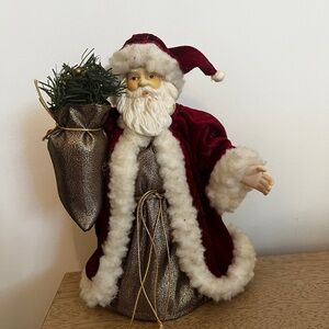 Vintage Santa Claus Tree Topper Old World Porcelain Hand Painted Christmas Xmas